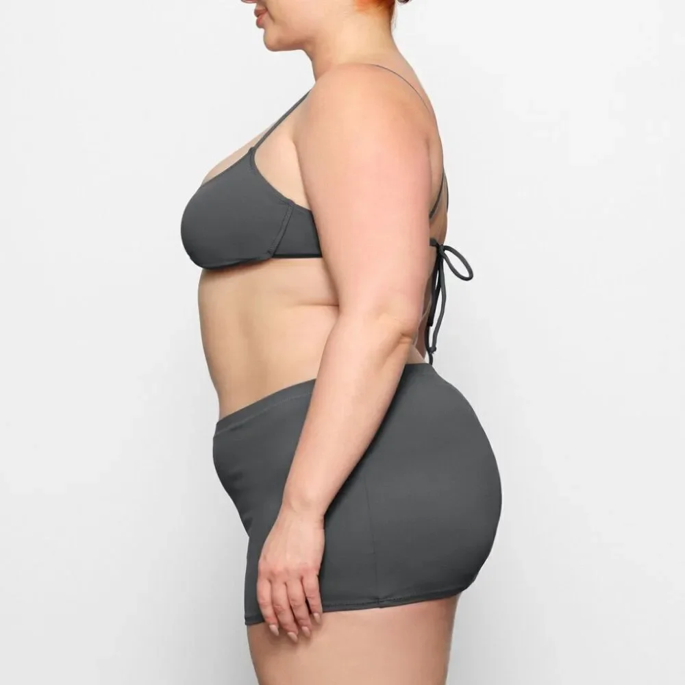 NWT SKIMS Swim Mini Sport Gun Metal Charcoal Black Skirt